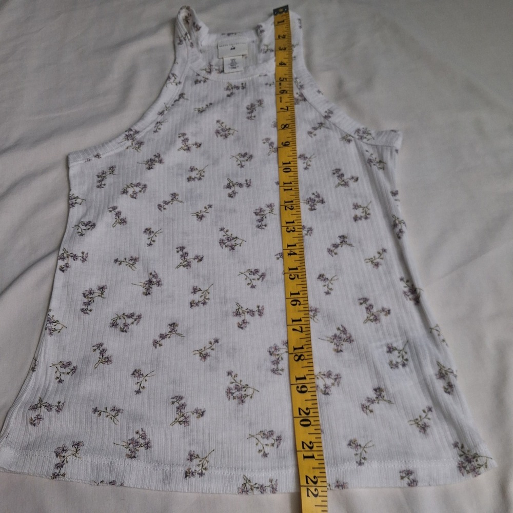 Brock Collection x H&M Womens Sm Racerback Tank Top Ribbed Stretch Floral Dainty - Picture 5 of 10